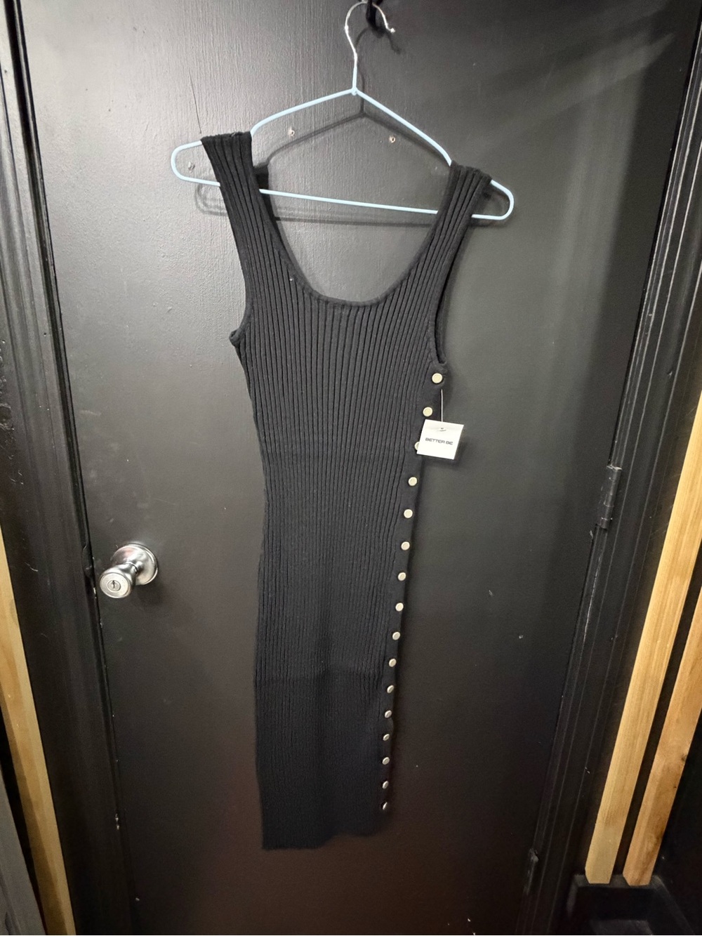 NWT Better Be Side Button Up Ribbed Dress- Black - Picture 3 of 11